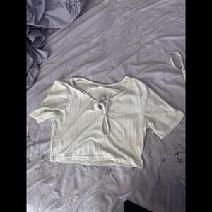 Women’s White Keyhole Crop Top Size s
